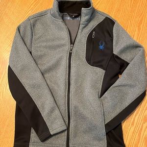 Boys grey and black zip front Spyder jacket